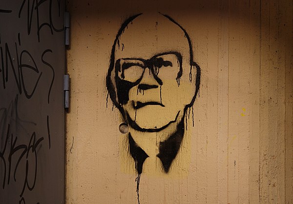 Urho Kekkonen, the president of Finland from 1956 to 1982 who became a symbolic figure of a statesman in Finland as testified by this graffiti represe