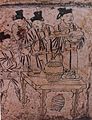 Preparing drinks, mural from Tomb in Aohan, Liao Dynasty.jpg