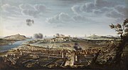 Attack and capture of Fort St. Philip on the island of Minorca, 29 June 1756, after the naval battle.