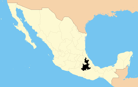 पेब्लाचे मेक्सिको देशाच्या नकाशातील स्थान