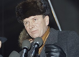 Nikolai Travkin en un mitin en diciembre de 1991