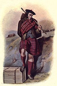 R.R. McIan's Victorian era romanticised depiction of a sorrowful MacAlister clansman about to emigrate to Canada during the Highland Clearances. RR McIan - "Mac Alastair" - (Eyre-Todd).jpg