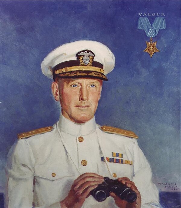 Rear Admiral Norman Scott, USN. Painting by McClelland Barclay.