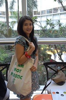 Rica and the I AM NOT PLASTIC bag.jpeg