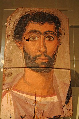 Mumienporträt eines Mannes, Enkaustik auf Holz, Römerzeit, erstes Viertel 2. Jh. n. Chr. Roemer-Pelizaeus-Museum