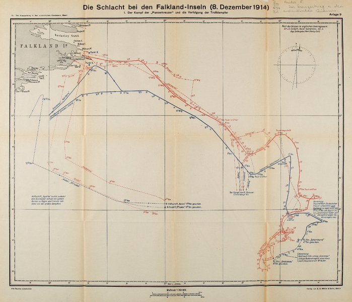 Fájl:Schlacht bei den Falkland-Inseln (8. Dezember 1914), 1. Phase.png
