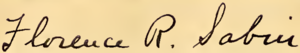 Signature of Florence R. Sabin (1922).png