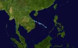 热带风暴桑卡的路径图