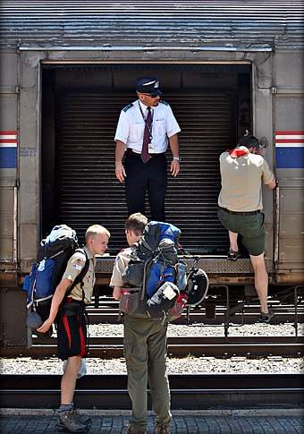 Boy Scouts unload their equipment at Raton in 2011.