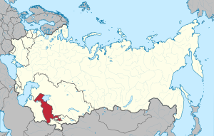 Узбекская ССР на карте СССР