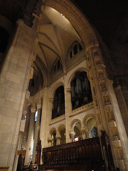 Interior view of Cathedral of St. John the Divine in Manhattan