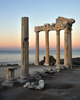 The ruins of the Temple of Apollo at Side, Antalya, Turkey.