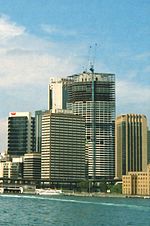 The building under construction in 1987. Sydney skyline 1987 cropped.jpg