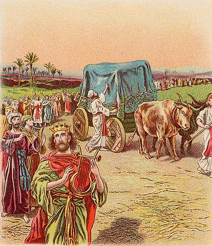The Ark is brought to Jerusalem (1896 Bible card illustration by the Providence Lithograph Company)