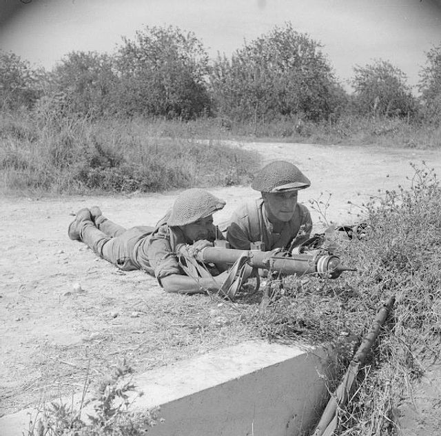 Men of the 9th Battalion, Royal Fusiliers manning a PIAT during the Battle of Salerno, 10 September 1943.