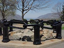 Links of the American Revolutionary War-era Hudson River Chain as a memorial at West Point The Great Chain Today.jpg