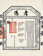Ijazah modern pertama yang dikeluarkan oleh Universitas Peiyang tahun 1899