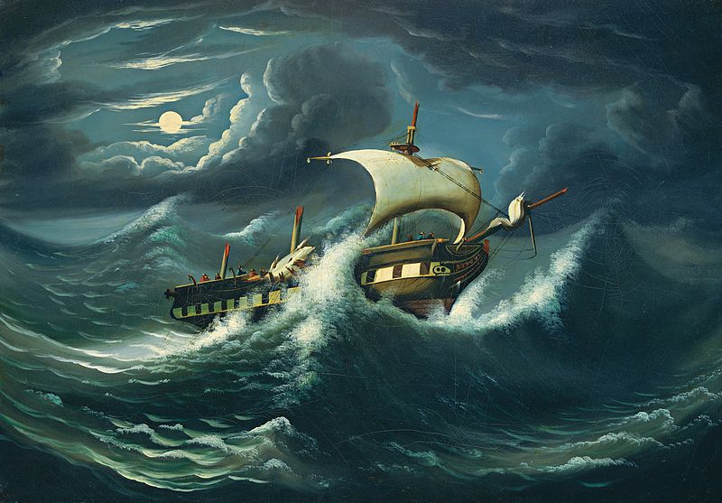 File:Thomas Chambers - Storm-Tossed Frigate.jpg