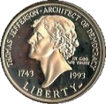 On a commemorative silver U.S. dollar