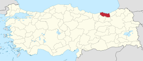 Poziția provinciei Trabzon în Turcia