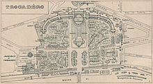 Plan des pavillons d'exposition dans les jardins du palais pour l'exposition universelle de 1900.