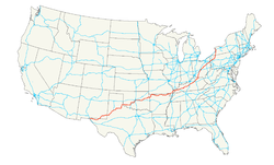 Mapa autostrady w USA 62