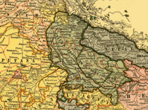 Map showing the United Provinces of Agra and Oudh and Nepal United Provinces 1903.png