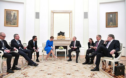 Estonian President Kersti Kaljulaid with Russian President Vladimir Putin in Moscow on 18 April 2019