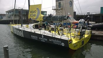 Volvo Ocean Race 2014 –2015 -osallistuja Brunel Scheveningenin satamassa.