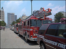 Fire departments are preparing to go on-air with the WHAS Crusade for Children; this one is the Highview, Kentucky Fire Dept. Whascrusadefiretrucks.jpg