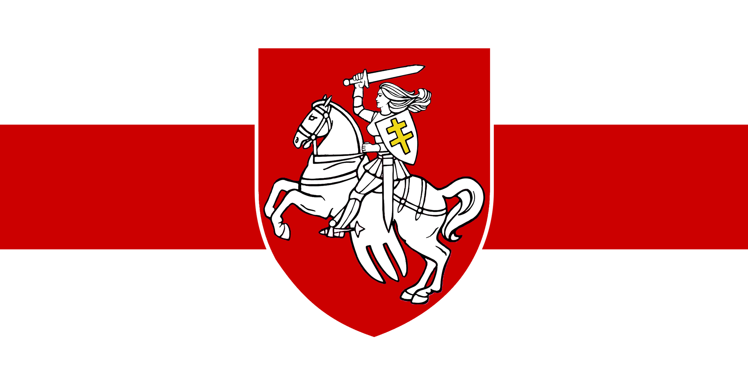 fiber Tæt Gods File:White-red-white flag with the female emblem Pahonia.png - Wikimedia  Commons