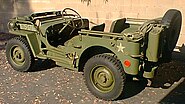 Willys MB Showing Rear Quarter Panel, Split Combat Rims, Spare Gas Can and Spare Wheel