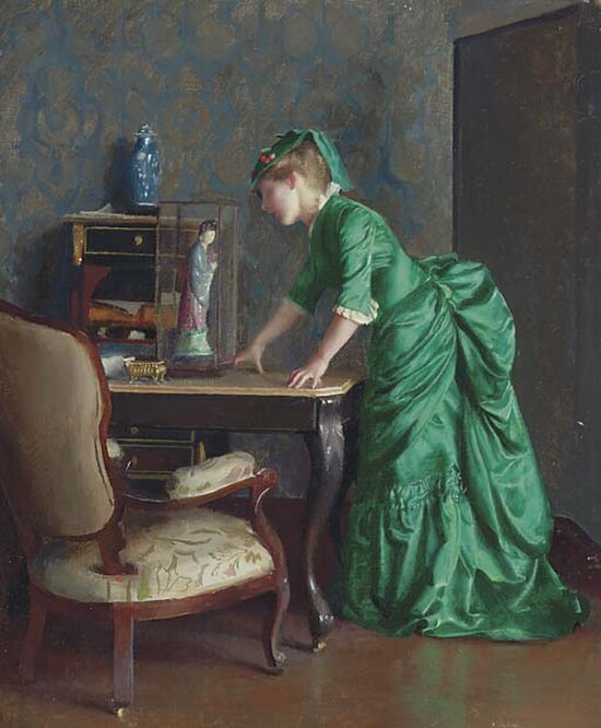 The Green Dress, oil on canvas, William McGregor Paxton, 1914.