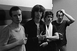 XTC after a concert in Toronto on October 3, 1978. Andy Partridge, Colin Molding, Terry Chambers and Barry Andrews (from left to right)