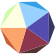 An icosahedron, the shape the world map is projected onto before unfolding