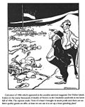 קריקטורה מביטאון המפלגה הסוציאל דמוקרטית בנושא הטבח בבני שבט ההרו, במדבר נמיביה בשנת 1904 - בציור נראים שני גברים לבנים גרוטסקיים, מביטים מראש גבעה, בעמק חולי מלא בשלדי אדם