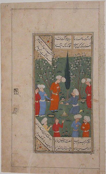 File:"A Scene of Lovers and their Friends in a Garden", Folio from a Kulliyat (Complete Works) of Sa'di MET sf13-228-10-389r.jpg