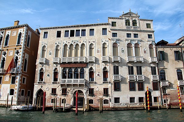 South facade of the palace located on the side of the Canal Grande.