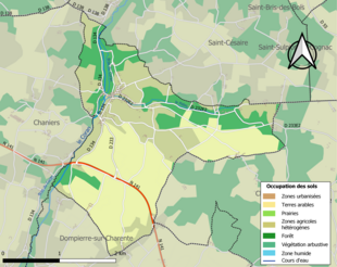 Barevná mapa znázorňující využití půdy.