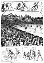 Scenes from the 1891 VFA Premiership Match in which Essendon defeated Carlton 1891 VFA Premiership Match.jpg