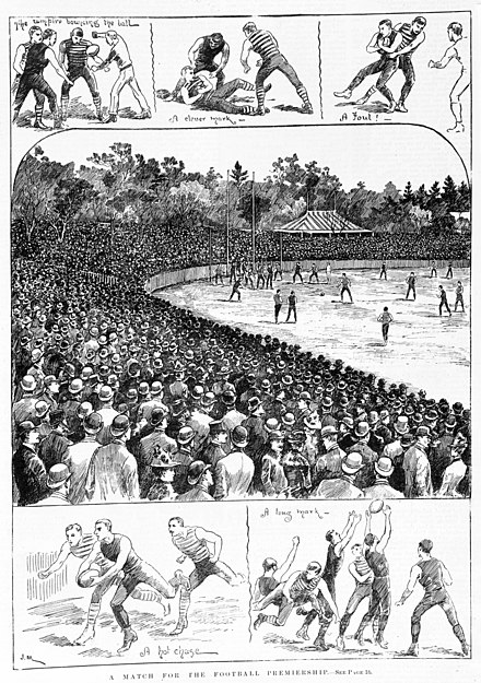 Scenes from an 1891 VFA Premiership Match between Essendon and Carlton