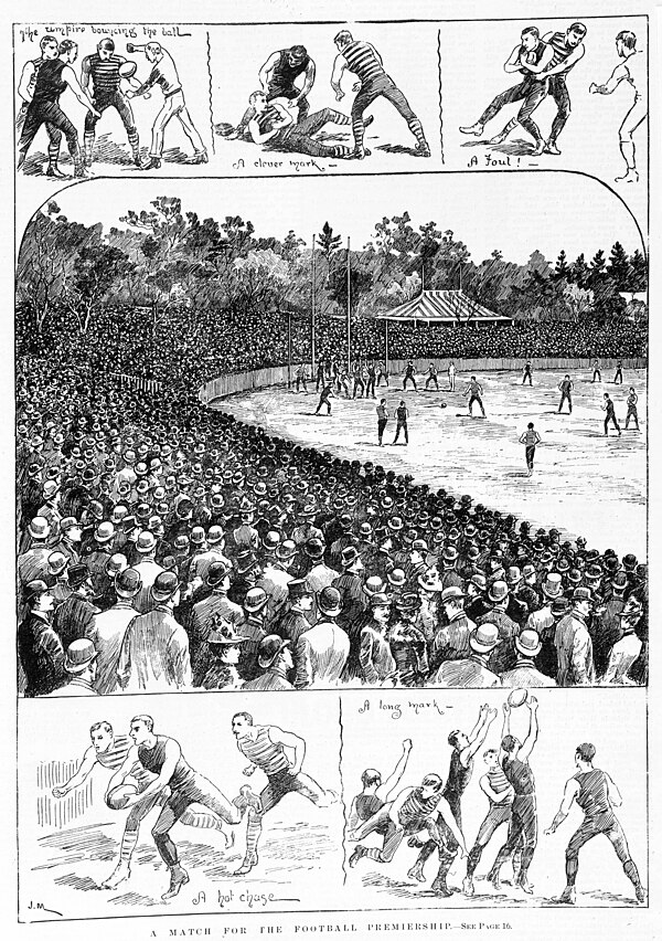 Scenes from the 1891 VFA Premiership Match in which Essendon defeated Carlton