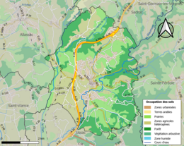 Carte en couleurs présentant l'occupation des sols.