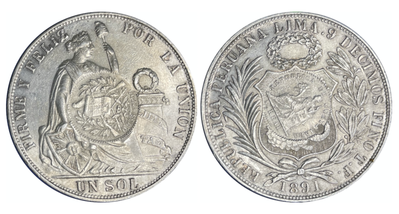 File:1 sol-Peso Guatemala Peru - 1891.png