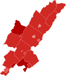 2014 general election in Virginia's 6th congressional district by county.svg