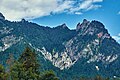 Deutsch: Die "schlafende Hexe" (Rotofentürme) im Lattengebirge, Berchtesgadener Alpen, Bayern, Deutschland. LSG Lattengebirge, Aufnahmestandort an der Bundesstraße südlich von Hallthurm. English: "Sleeping witch", part of Lattengebirge, Bavarian Alps, Germany. This is a picture of the protected area listed at WDPA under the ID 395698