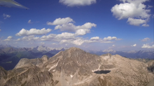 Cima d'Asta e Lago di Cima d'Asta visti dall'aria.