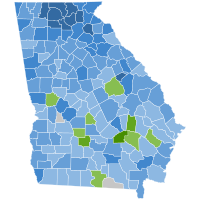 Primary results by county:
Bailey
50-60%
60-70%
70-80%
80-90%
Hall
50-60%
60-70%
70-80%
Tie
50-60% 2022 Georgia Lieutenant governor Democratic primary runoff.svg