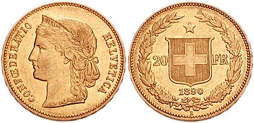 20 gold francs 1890