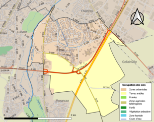 Kolorowa mapa przedstawiająca użytkowanie gruntów.